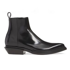 BALENCIAGA Leather Santiag Boot with Logo Heel NIB